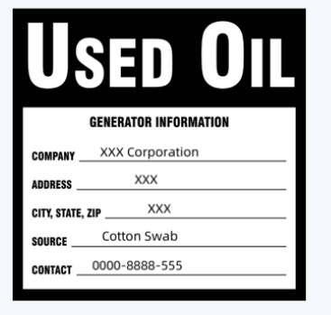 Eticheta deșeurilor periculoase de petrol utilizate example.png